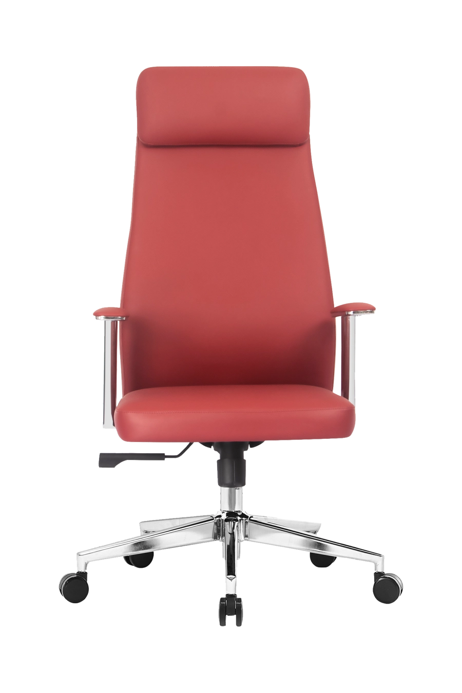 Malmo: CUSTÓ Malmo adaugă o notă vibrantă biroului tău cu versiunea roșie a modelului. Pielea artificială rezistentă la uzură se curăță rapid, menținând aspectul impecabil. Șezutul și spătarul ergonomice susțin coloana, iar brațele fixe reduc tensiunea la umeri. Mecanismul de înclinare permite pauze active care stimulează circulația. Roțile din poliuretan rulează silențios. Ideal pentru spațiile care vor să combine energia cromatică și confort profesional.
