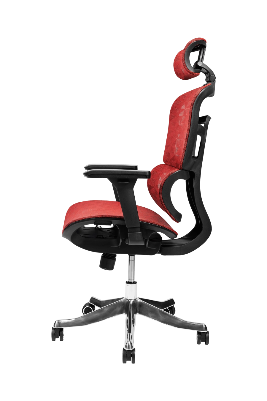 Porto: Conceput pentru reglaje la îndemână, CUSTÓ Porto combină șezutul și spătarul din plasă elastomerică ce mențin un microclimat plăcut chiar și în zilele toride. Tetiera 3D se adaptează înălțimii și unghiului capului, iar cotierele 3D permit setarea pe înălțime, adâncime și rotație. Baza rotativă ușoară și roțile din poliuretan rulează silențios, protejând pardoseala. Accentele roșii dinamizează biroul, transformând fotoliul într-un element de design care inspiră energie și creativitate.