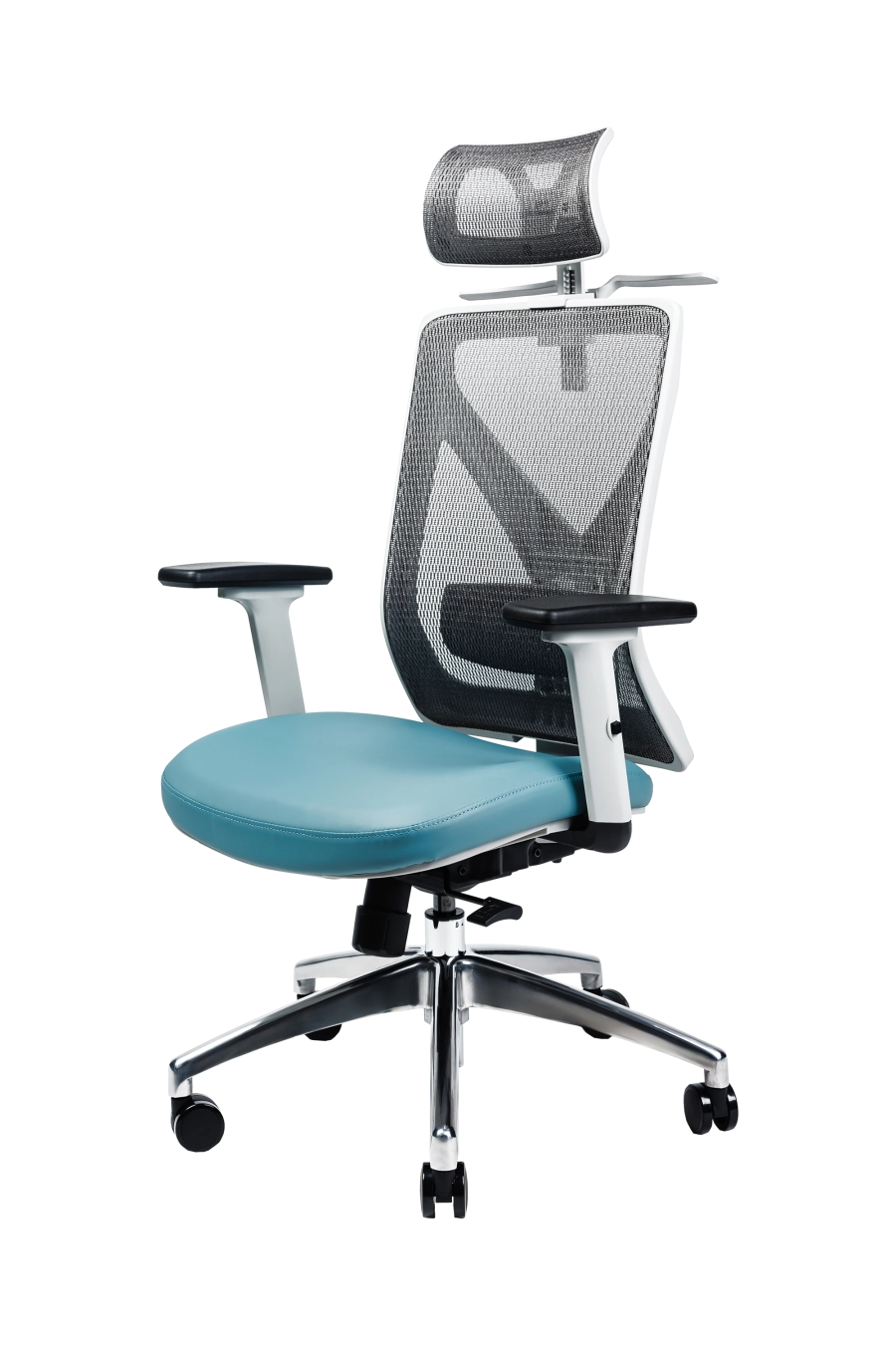 Vigo: CUSTÓ Vigo este gândit pentru multitasking agil: spătar din plasă acrilică răcoritoare, șezut textil confortabil și un umeraș integrat care menține sacoul impecabil. Suportul lombar reglabil și tetiera 2D se ajustează pe loc, iar cotierele 3D aliniază antebrațele la tastatură sau la prezentări. Șezutul glisant reglează adâncimea, prevenind presiunea pe coapse. Mecanismul sincron permite balans controlat, iar roțile din poliuretan rulează lin pe suprafețe dure. Cromatica adaugă vitalitate spațiului de lucru fără a distrage atenția.