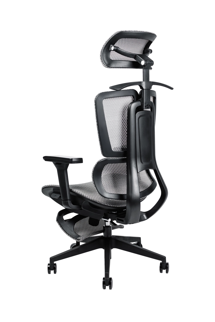 Split: CUSTÓ Split este echipat pentru versatilitate totală: plasă elastomerică ventilată, suport lombar reglabil, tetieră 3D și cotiere 3D pentru ajustare milimetrică. Reglarea pe înălțime a spătarului și șezutul glisant adaptă scaunul la orice statură. Suportul pentru picioare și umerașul integrat transformă spațiul într-o mini-zonă de relaxare fără a ieși din fluxul de lucru. Mecanismul sincron menține echilibrul ergonomic, iar roțile din poliuretan se mișcă lin pe pardoseală. Finisajul gri subtil se potrivește birourilor high-tech care favorizează soluții all-in-one.