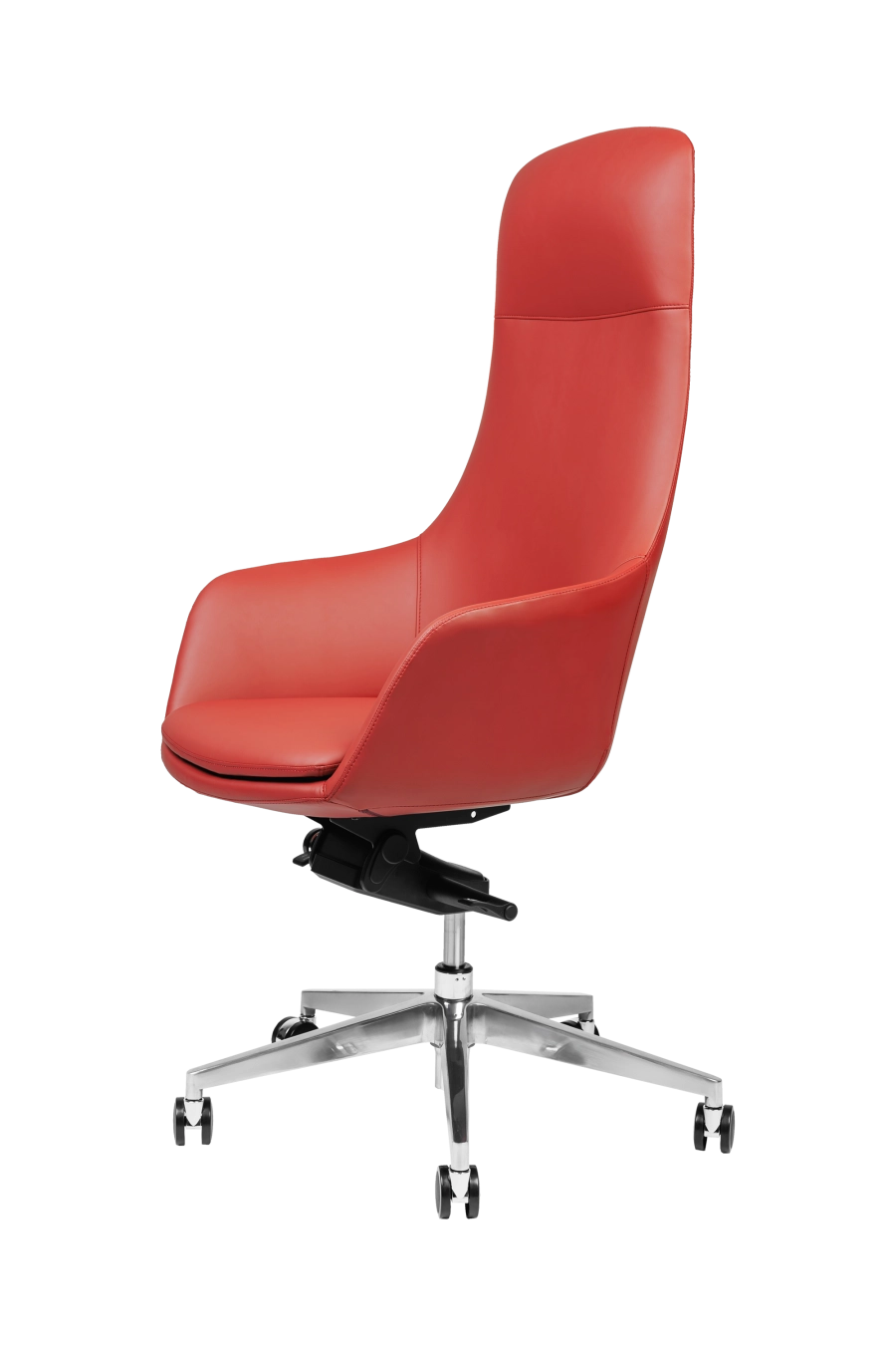 Paris: CUSTÓ Paris aduce eleganța pielii artificiale într-un roșu care insuflă energie spațiului de lucru. Șezutul ferm și spătarul înalt mențin coloana în poziție corectă, iar cotierele fixe susțin antebrațele la un unghi natural. Mecanismul de înclinare îți permite scurte momente de relaxare, prevenind rigiditatea. Baza rotativă se întoarce ușor către colegi sau documente, menținând fluența discuțiilor. Roțile din poliuretan rulează lin și nu zgârie pardoseala. Perfect pentru birouri executive sau spațiile de recepție care doresc să transmită încredere și dinamism.